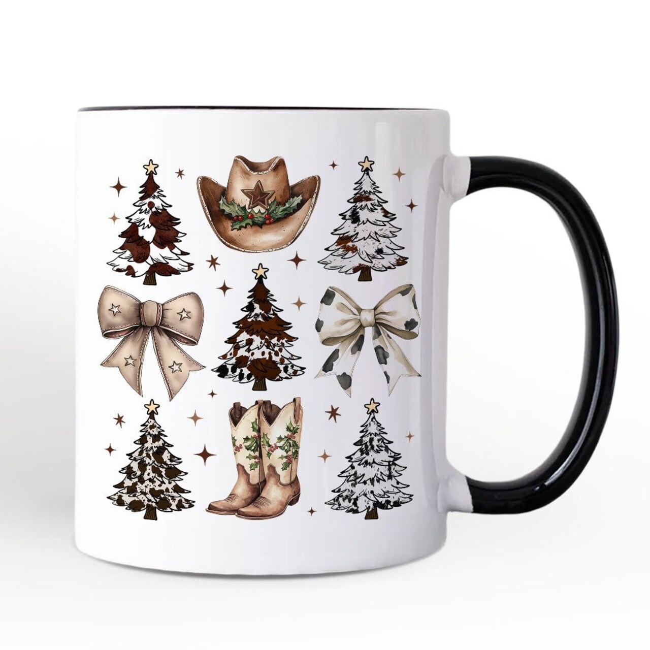 Western Christmas Coquette Tree Mug, Country Holiday Cowboy Gift